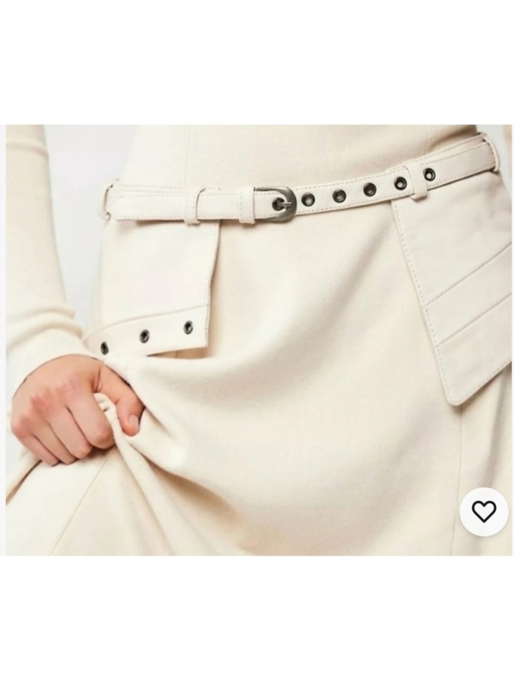 Free People Daytona Bone/Ivory Color Leather Skirt Belt  Size S